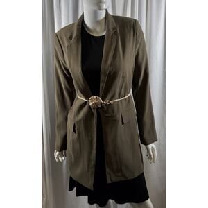 H&M Long Open Blazer Olive Green 12 professional career 72-13